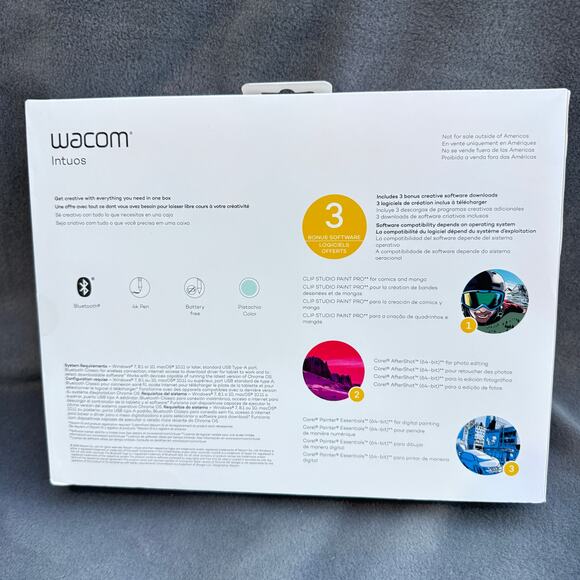 Wacom Intuos CTL-6100WL Bluetooth Graphics Tablet Medium Pistachio Pen Cable - Picture 6 of 9